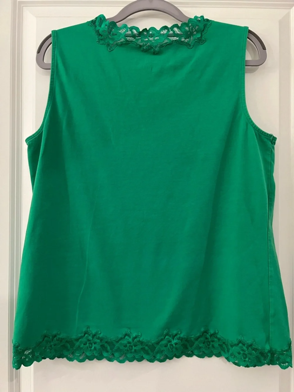 Coldwater Creek Emerald Green Lace-Trim Sleeveless Top - Picture 5 of 9